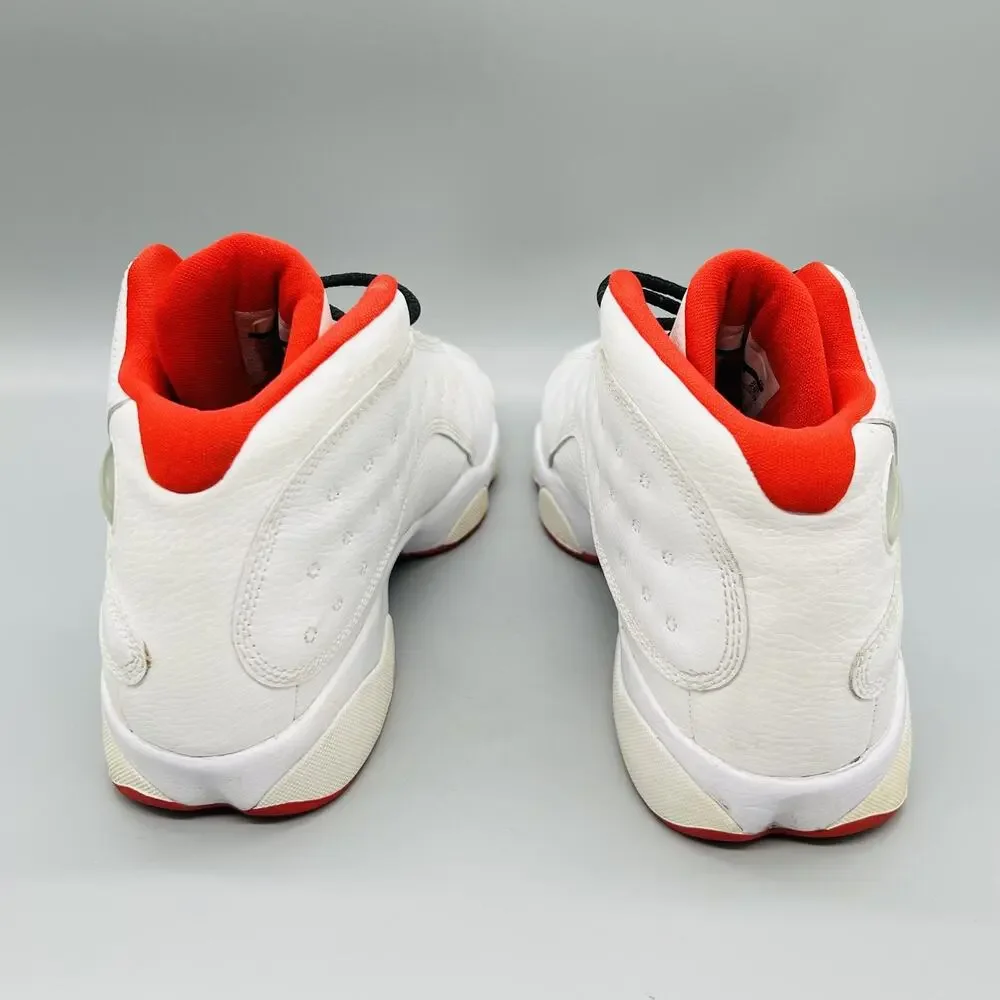 Jordan Shoes Boys 7 White Red Leather Air Jordan 13 Retro Basketball Sneakers